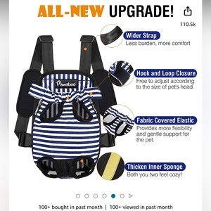 Blue striped pet carrier M